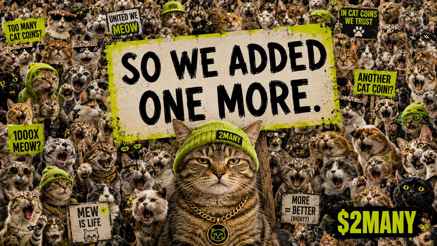 A crowd of cats around a sign that says so we added one more